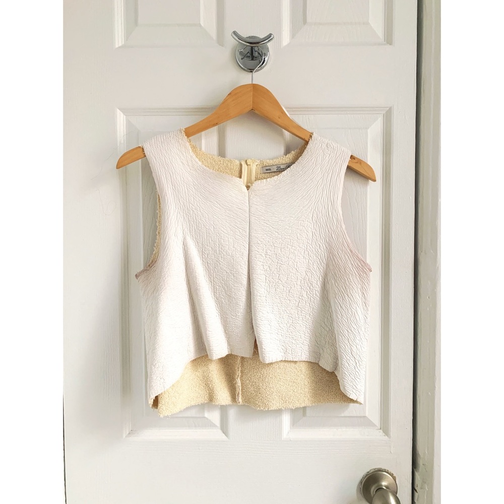 Zara Knit faux leather halter/harness vest, M